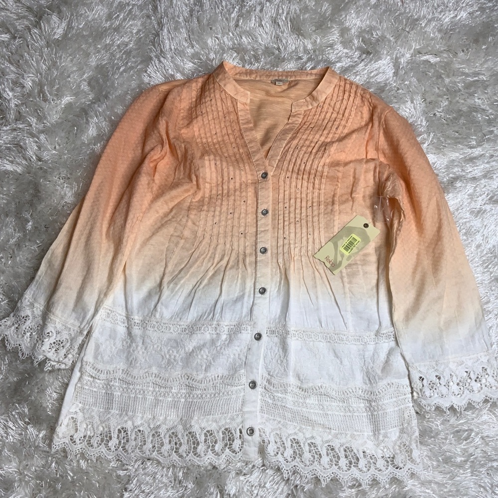 Reba Women’s Sahara Oasis Multi Embellished Snap Front Western Blouse